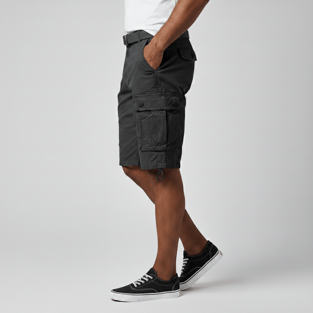 Shawn Cargo Shorts with Side Slip Pockets and Belt Loops