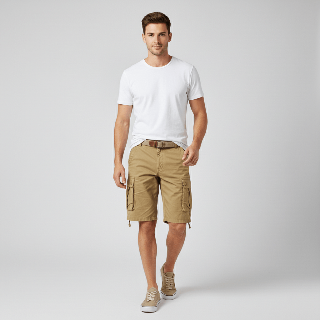 Shawn Cargo Shorts with Side Slip Pockets and Belt Loops