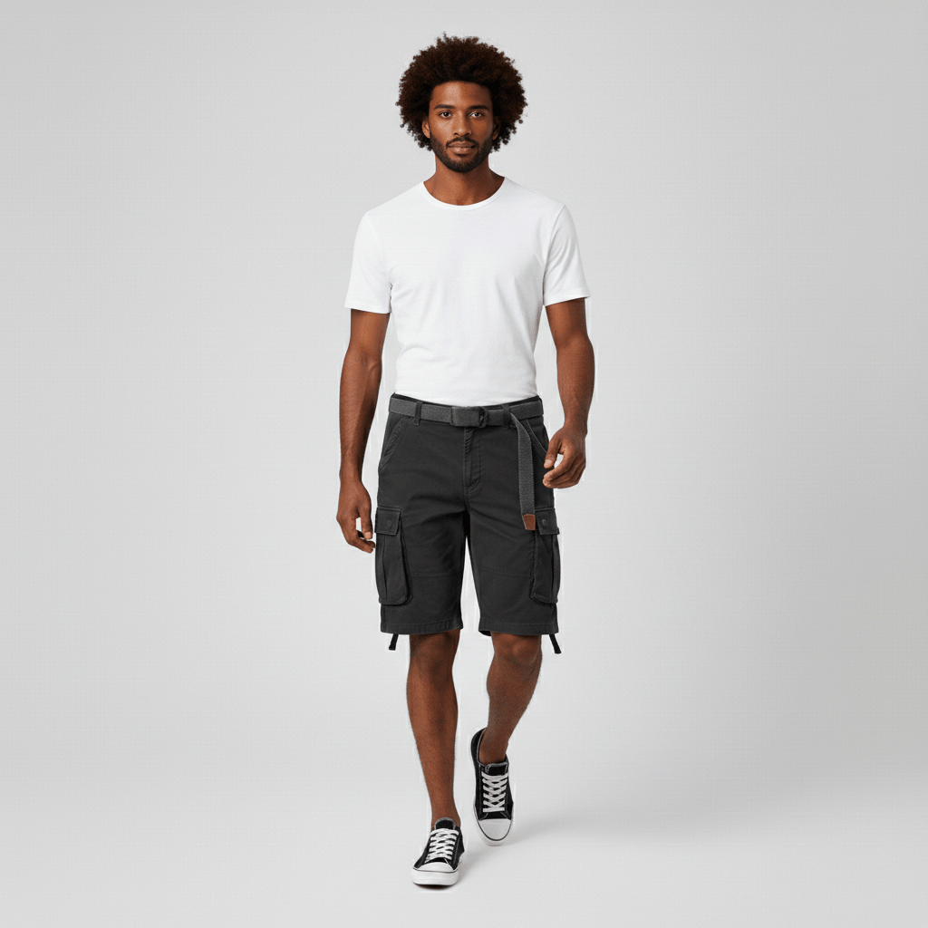 Shawn Cargo Shorts with Side Slip Pockets and Belt Loops