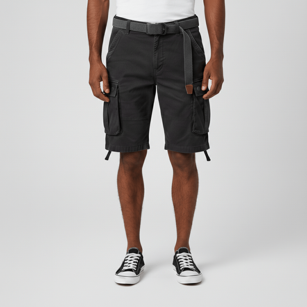 Shawn Cargo Shorts with Side Slip Pockets and Belt Loops
