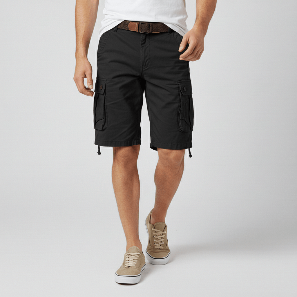 Shawn Cargo Shorts with Side Slip Pockets and Belt Loops