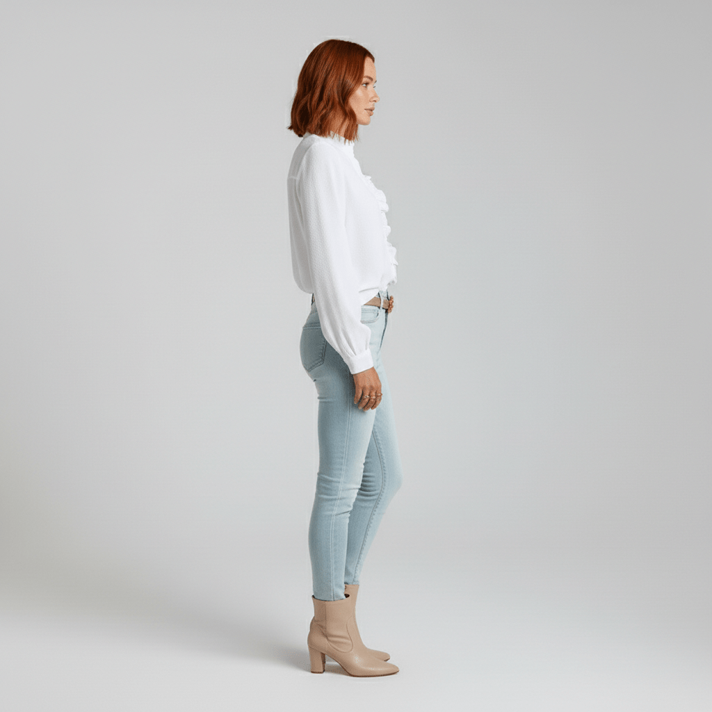 Tanya Ruffle Front Button Blouse with Long Sleeves