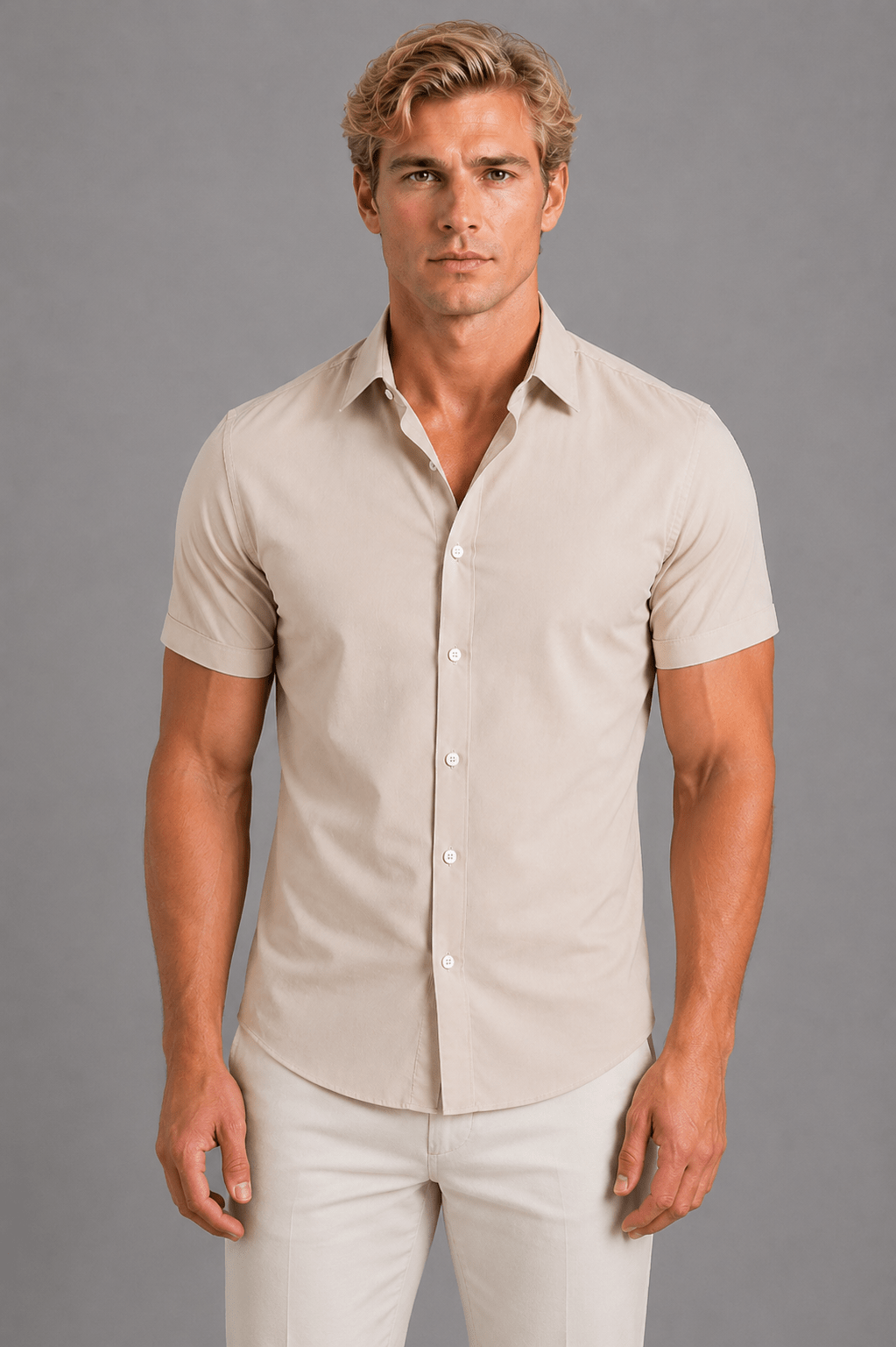 Men's Slim Fit Short Sleeve Shirt - Smart Casual Summer