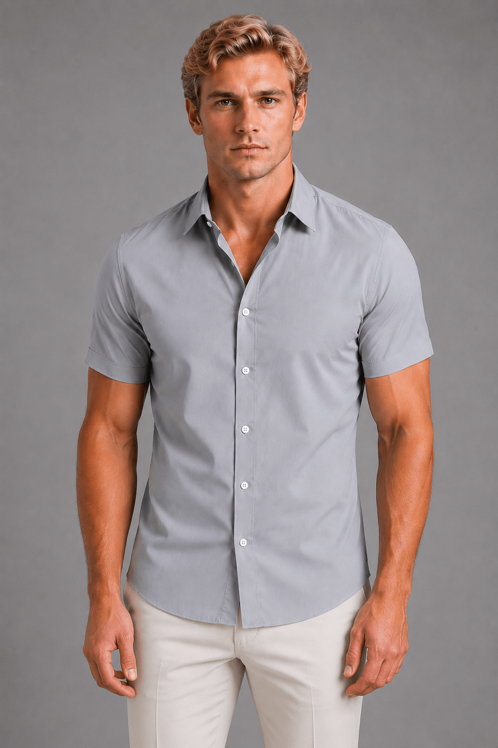 Men's Slim Fit Short Sleeve Shirt - Smart Casual Summer