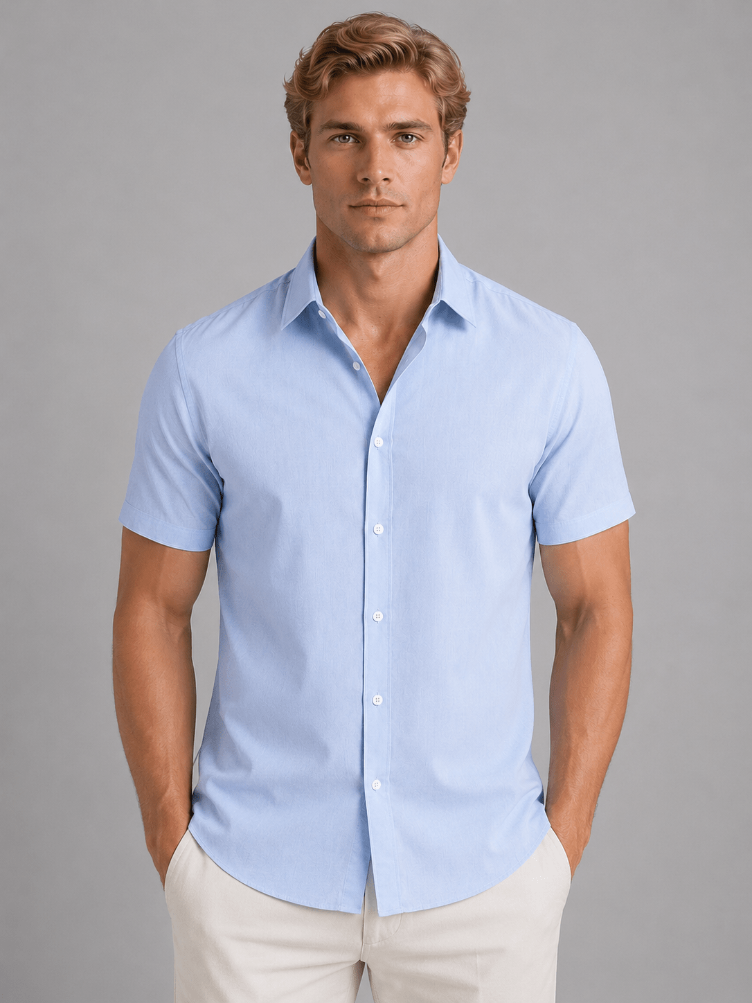 Men's Slim Fit Short Sleeve Shirt - Smart Casual Summer