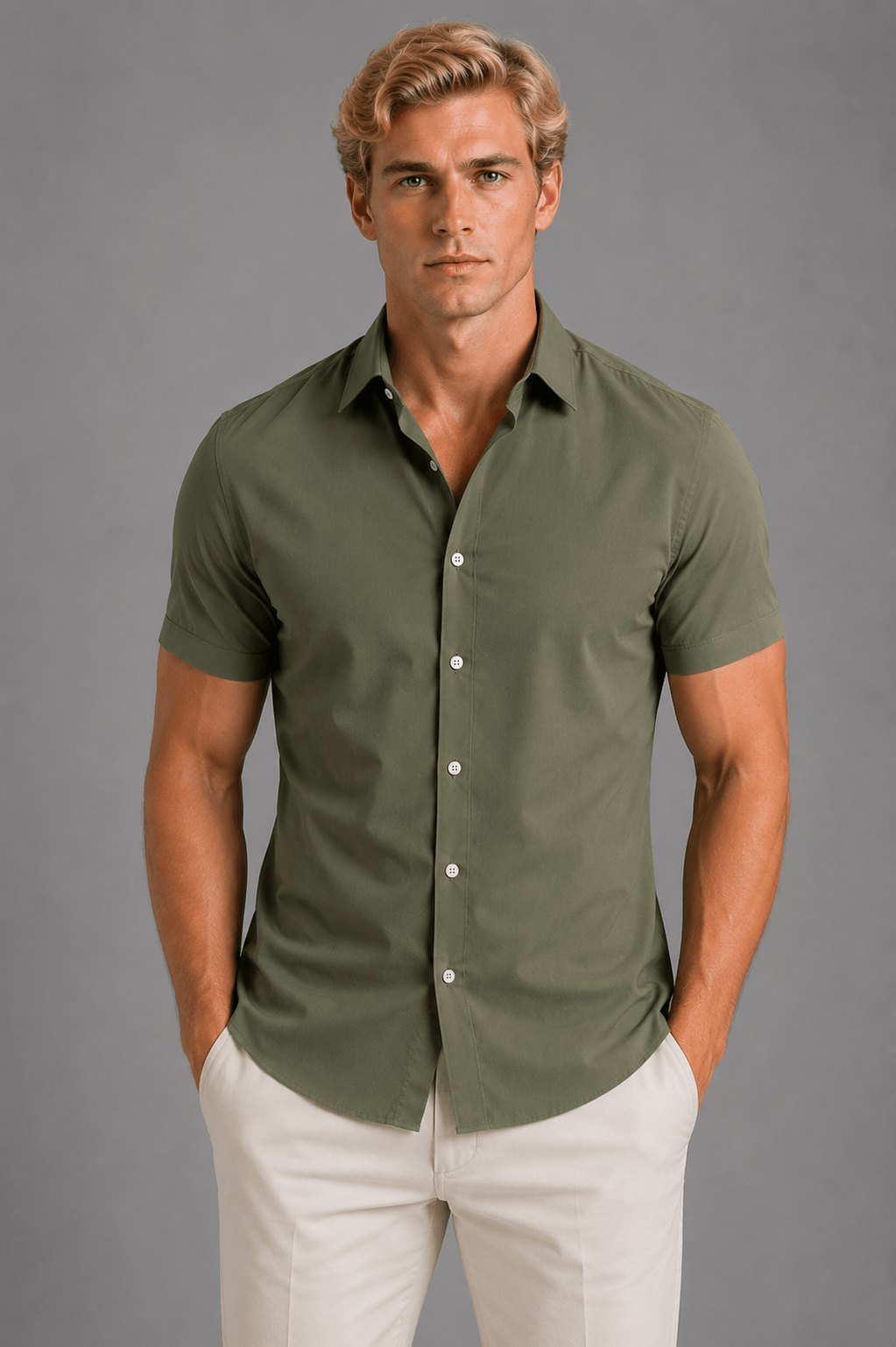 Men's Slim Fit Short Sleeve Shirt - Smart Casual Summer