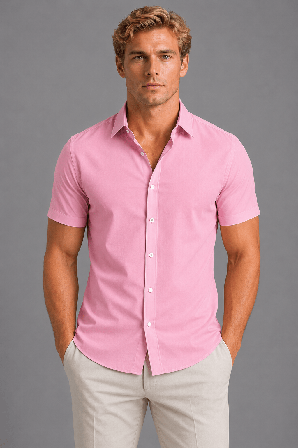 Men's Slim Fit Short Sleeve Shirt - Smart Casual Summer