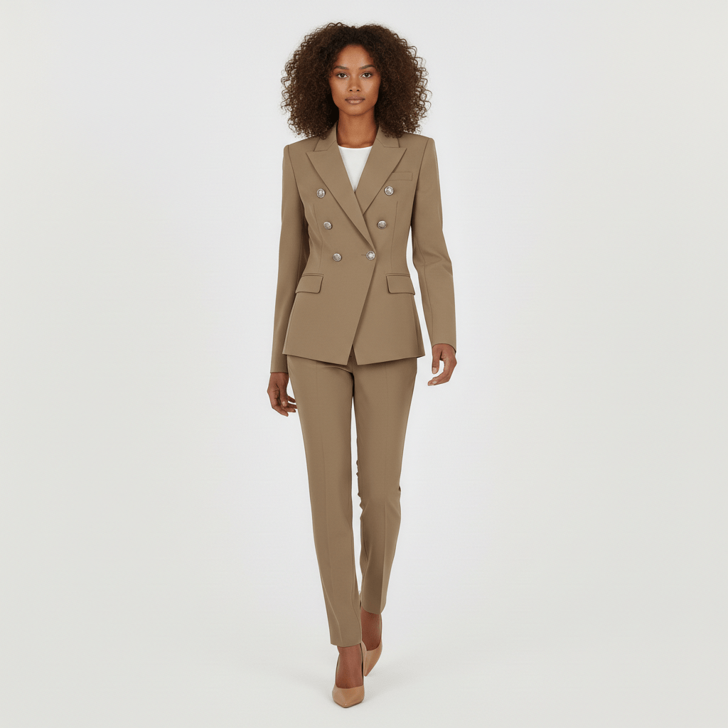 Vianne Two Piece Set Double Breasted Blazer and Slim Fit Pants