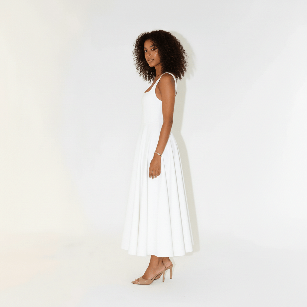 Vivica Elegant Square Neck Midi Dress