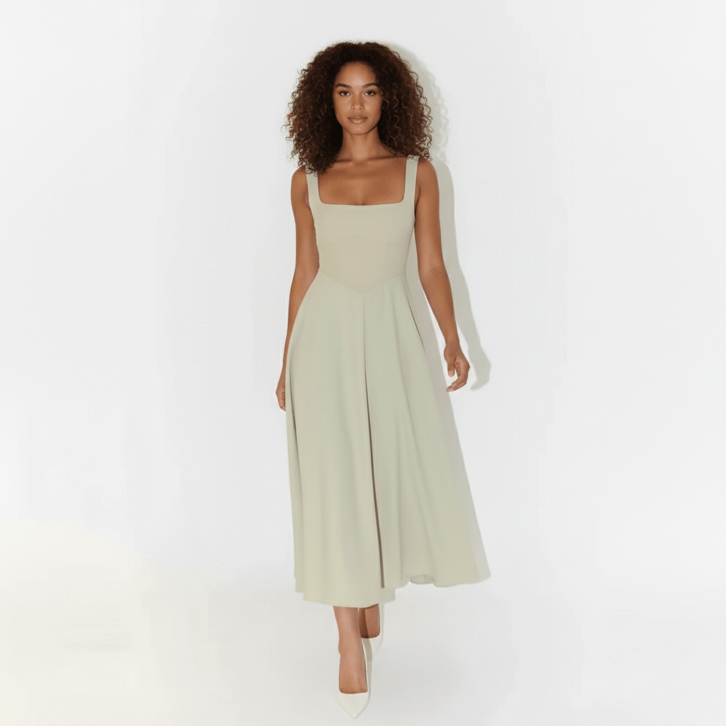 Vivica Elegant Square Neck Midi Dress
