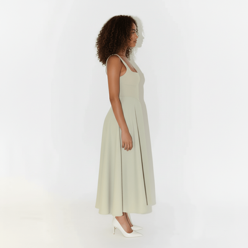 Vivica Elegant Square Neck Midi Dress